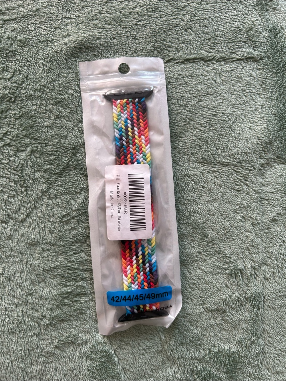 Apple Watch band with multicolored Rainbow Elastic braided design
Size 42 44 45